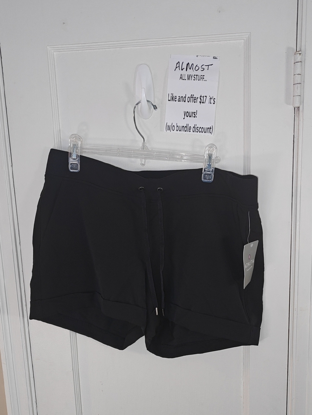 Athleta Black Drawstring Stripe Midtown Shorts